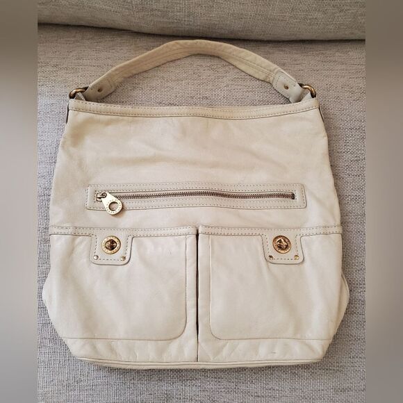 Marc by Marc Jacobs Cream Leather Turnlock Faridah Hobo Bag - Picture 1 of 15